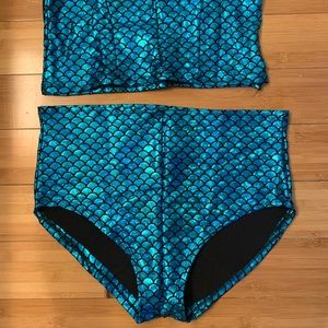 Mermaid swim fabric high waist bottoms nwot